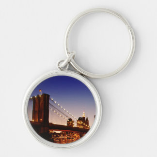 New York cityscape with bridge over river Keychain