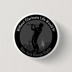 New York Clarinet Player 1 Inch Round Button