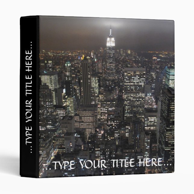 New York Classeur Skyline Cityscape à la nuit (Devant/Côté)