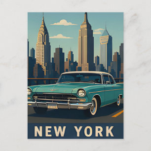 🏙️ New york Classic Car Manhattan Travel Postcard