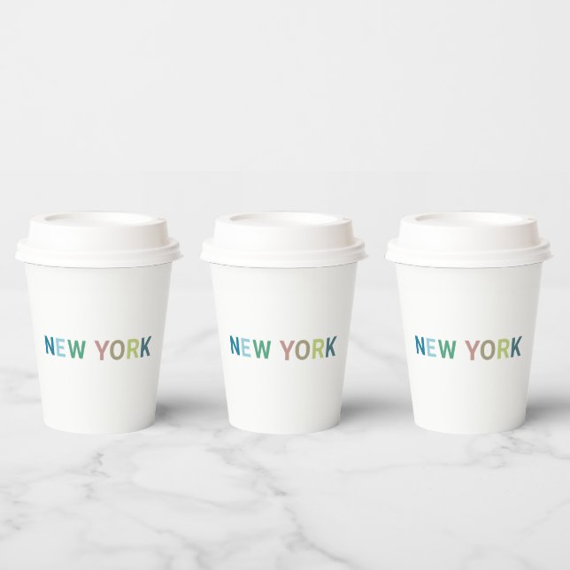 New York Colourful Text            Paper Cups (Multi)