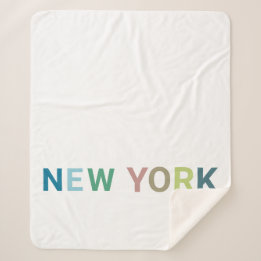 New York Colourful Text        Sherpa Blanket