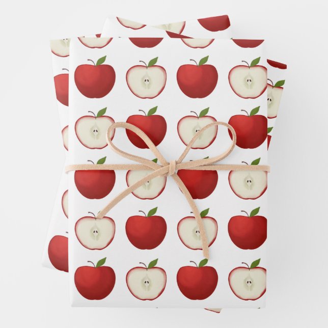 New York Country Apple Hudson Valley Apple Picking Wrapping Paper Sheet (In situ)