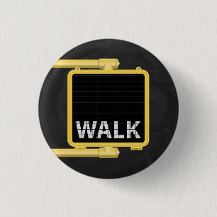 New York Crosswalk Sign Walk 1 Inch Round Button
