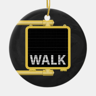 New York Crosswalk Sign Walk Ceramic Ornament