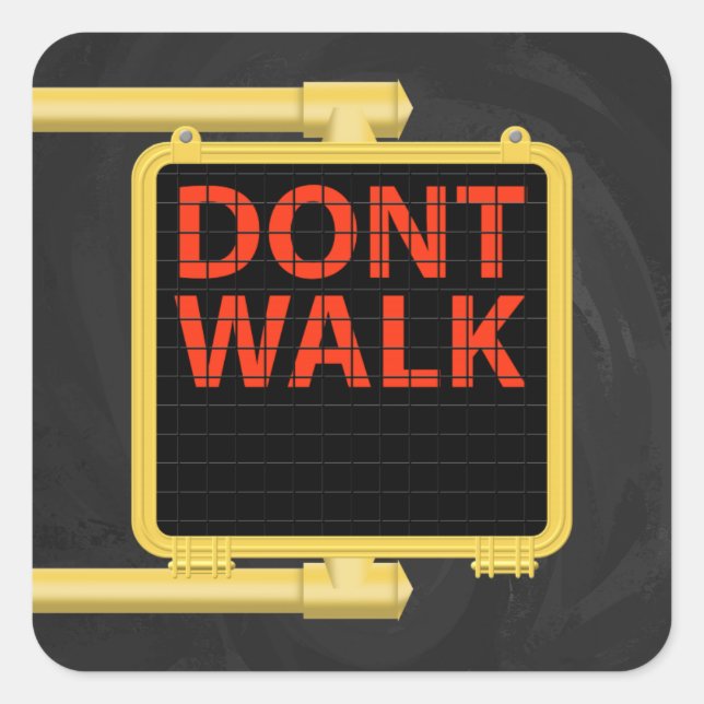 New York Crosswalk Sign Walk Square Sticker (Front)