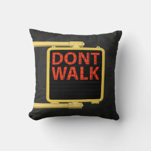 New York Crosswalk Sign Walk Throw Pillow