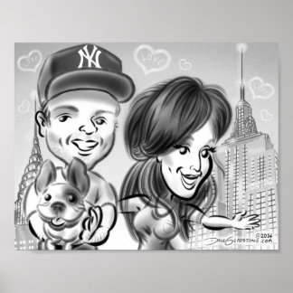 New York Dog Lovers' Caricature Poster