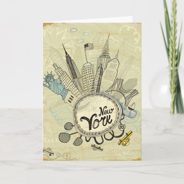 New York Doodle Poster Card (Front)