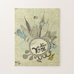 New York Doodle Poster Jigsaw Puzzle