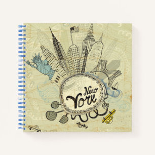 New York Doodle Poster Notebook
