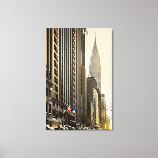 New York, E 42 St and Chrysler Building Canvas Print (Front)