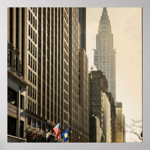 New York, E 42 St and Chrysler Building Poster
