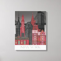 New York Elevations by Night - Red