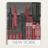 New York Elevations by Night - Red