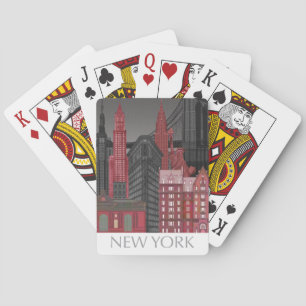 New York Elevations by Night - Red Playing Cards