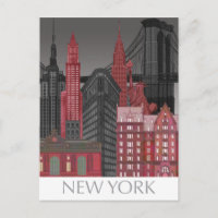 New York Elevations by Night - Red
