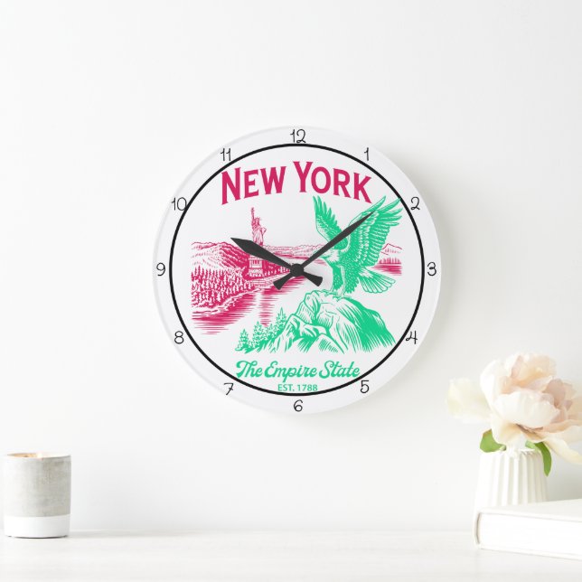New York Empire State Eagle Large Clock (Home)