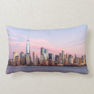 New York Evening Skyline Lumbar Pillow