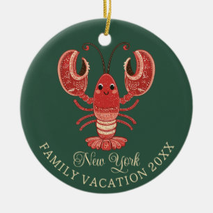 New York Family Vacation Keepsake Lobster Ceramic Ornament
