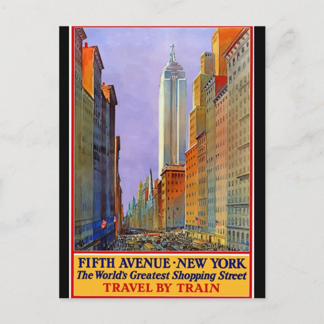 New York, Fifth Avenue, Vintage Poster, Postcard (Front)