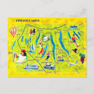 New York Finger Lakes Illustrated Postcard