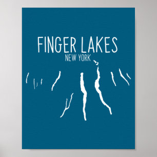 New York Finger Lakes Map Design  Poster