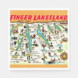 New York Finger Lakes Map Napkin