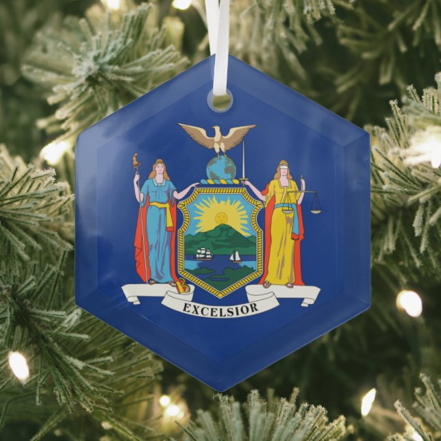 New York Flag Metal Ornament (Insitu)