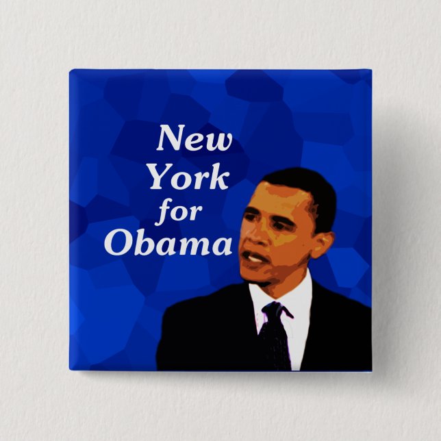 New York For Obama 2 Inch Square Button (Front)