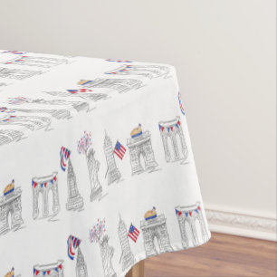 New York Fourth! NYC July 4th Patriotic Fireworks Tablecloth
