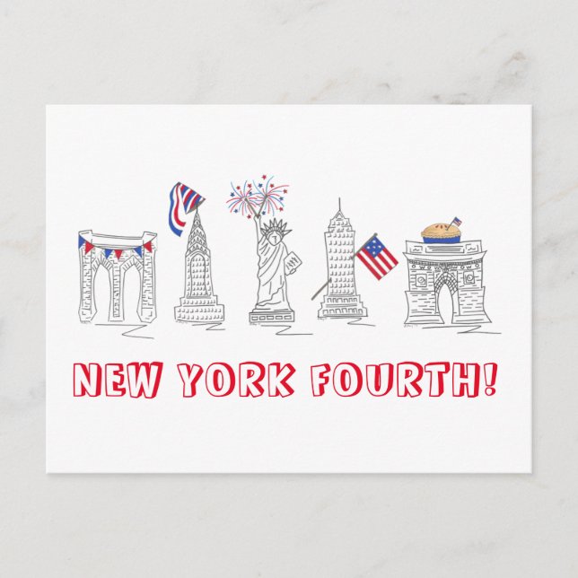 New York Fourth NYC Patriotic July 4th Celebration Invitation Postcard (Front)