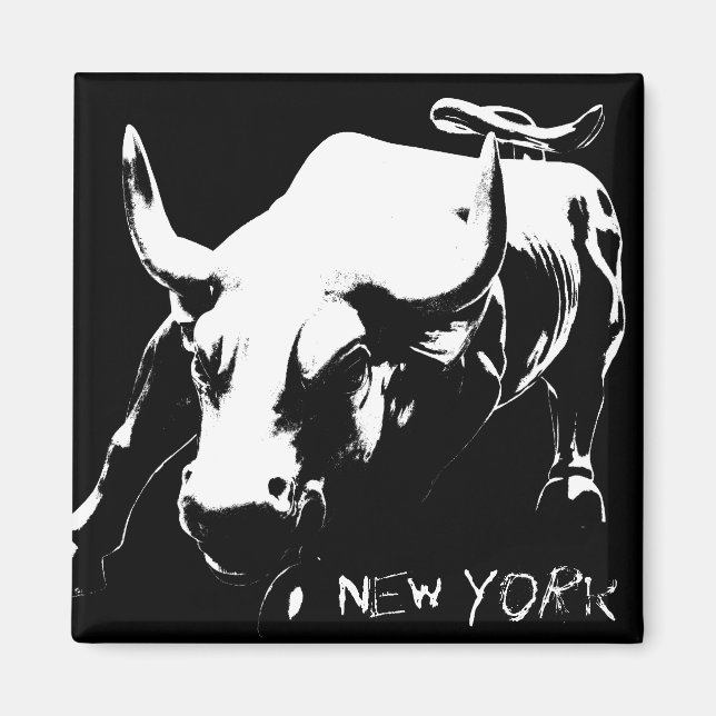 New York Fridge Magnets Bull Statue NYC Souvenirs (Front)