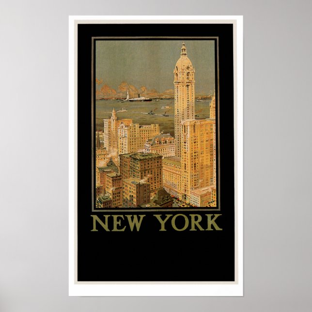New York from Glasgow by the Anchor Line Poster (Front)