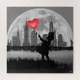 NEW YORK Full Moon Girl Heart Balloon Puzzle
