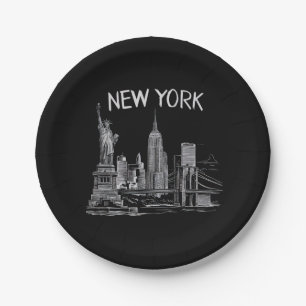 New York Gifts for Men Women NY City Vintage Urban Paper Plate