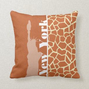 New York; Giraffe; Animal Print Throw Pillow