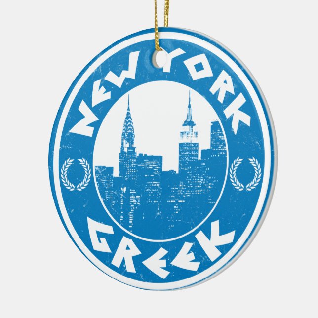 New York Greek American Ceramic Ornament (Left)