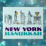 New York Hanukkah Chanukah NYC Jewish Holiday Jigsaw Puzzle<br><div class="desc">Puzzle features an original illustration of various NYC landmarks "dressed up" for Hanukkah.

This Chanukah illustration is also available on other products. Don't see what you're looking for? Need help with customization? Contact Rebecca to have something designed just for you.</div>