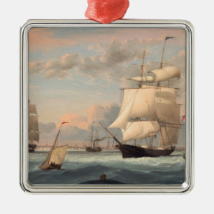 New York Harbour By Fitz Henry Lane 1852 Metal Ornament