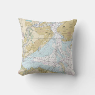 New York Harbour Nautical Chart 12327 Throw Pillow