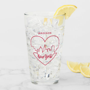 New York Heart custom name pint glass