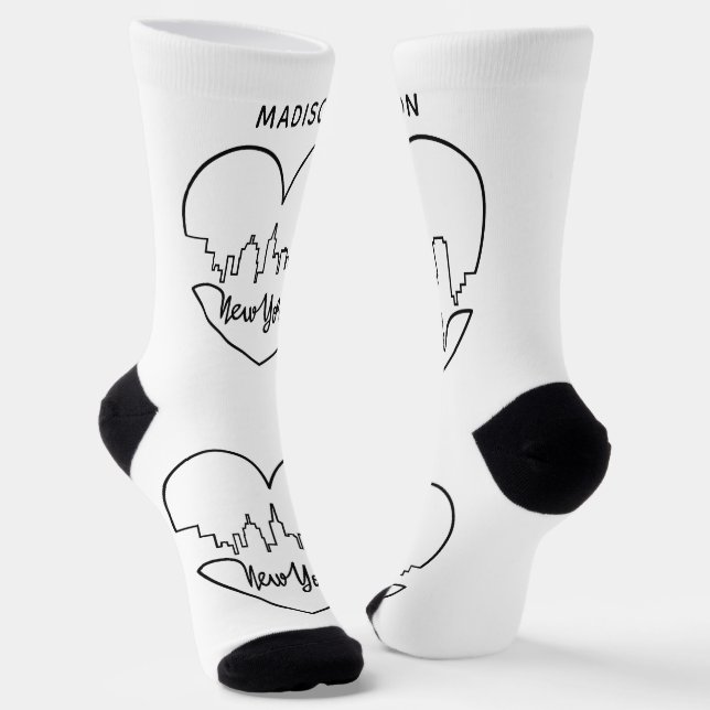 New York Heart custom name Socks (Angled)