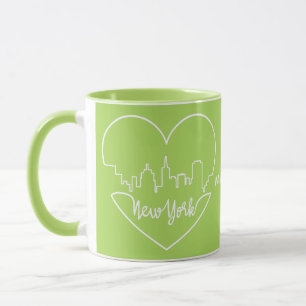 New York Heart personnalisé nom & couleurs tasses