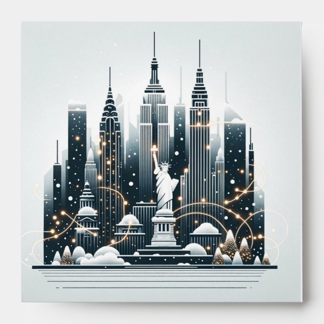 New York Holiday Elegance - Customizable Christmas Envelope (Front)