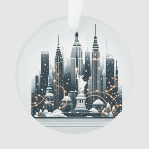 New York Holiday Elegance - Customizable Christmas Ornament