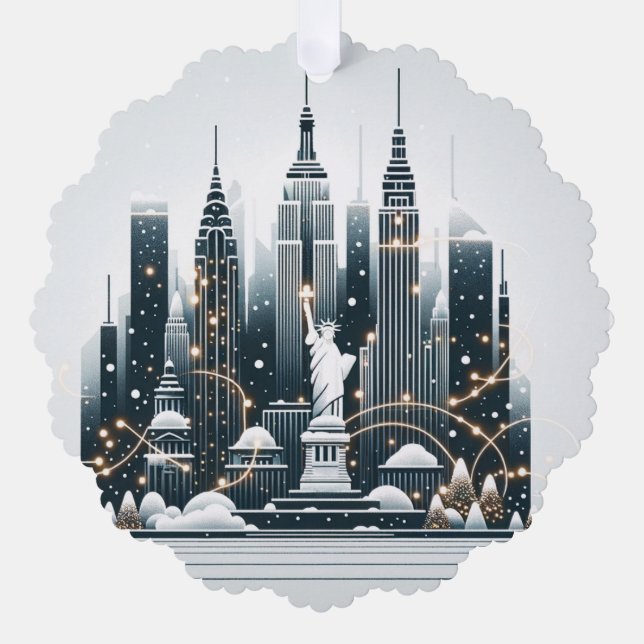 New York Holiday Elegance - Customizable Christmas Ornament Card (Front)