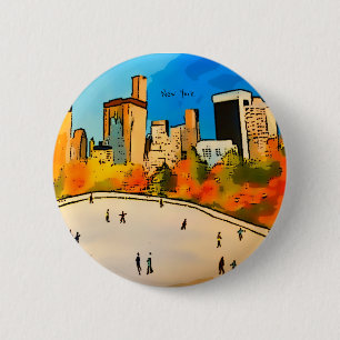 New York Ice rink Central Park 2 Inch Round Button
