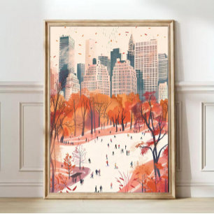New York Illustration Central Park Print New York 