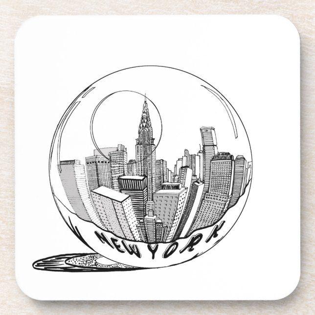 New York in a glass ball Coaster (Front)